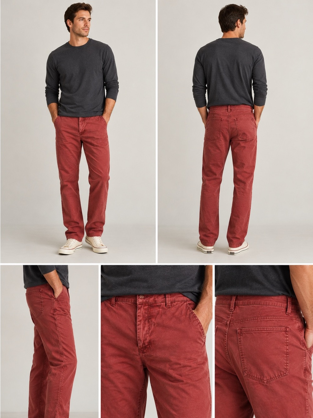 Straight Leg Cotton Pants Waist 32